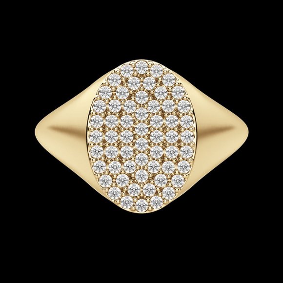 Oval Pavé Signet Ring - Picture 9 of 9